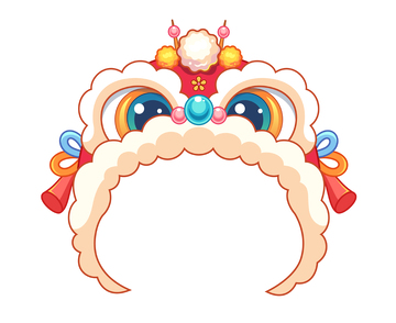 新年喜庆醒狮帽卡通插画