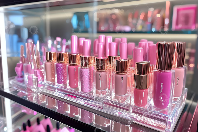 化妆台上各种颜色的指甲油_5