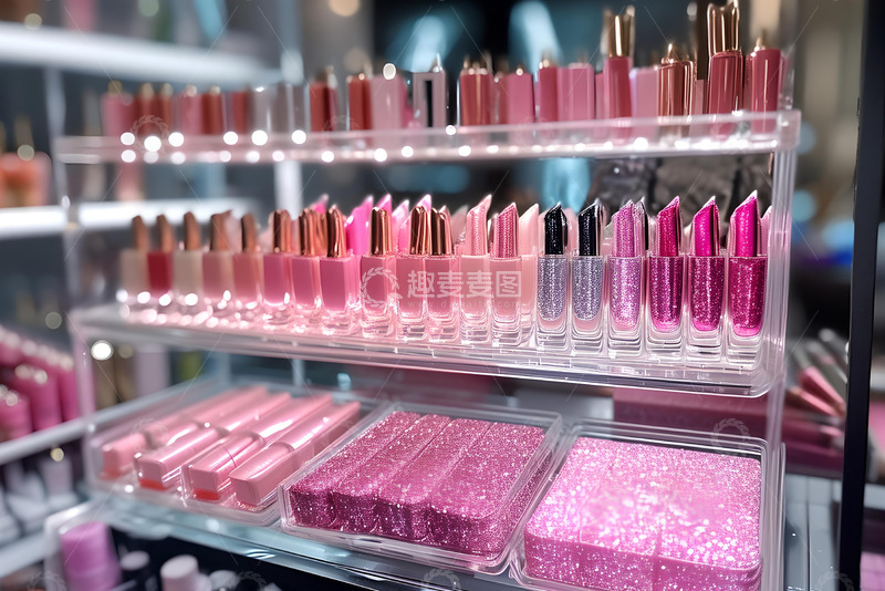 高清大图下载【趣麦麦图】化妆台上各种颜色的指甲油_1