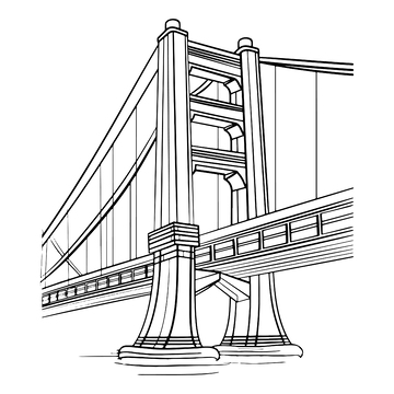 城市石桥建筑线稿