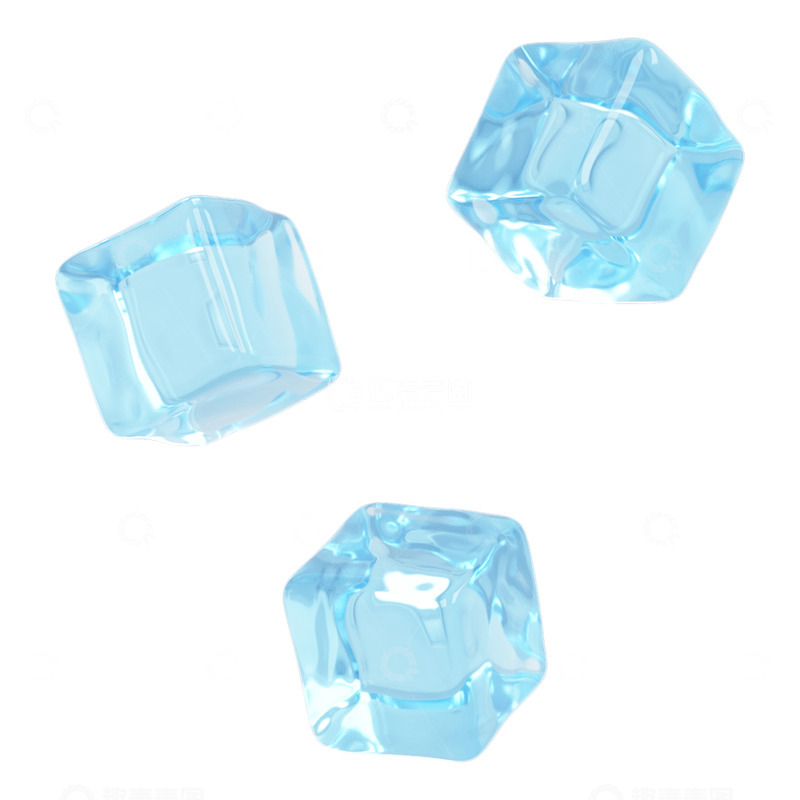 高清大图下载【趣麦麦图】3D 立体蓝色冰块模型