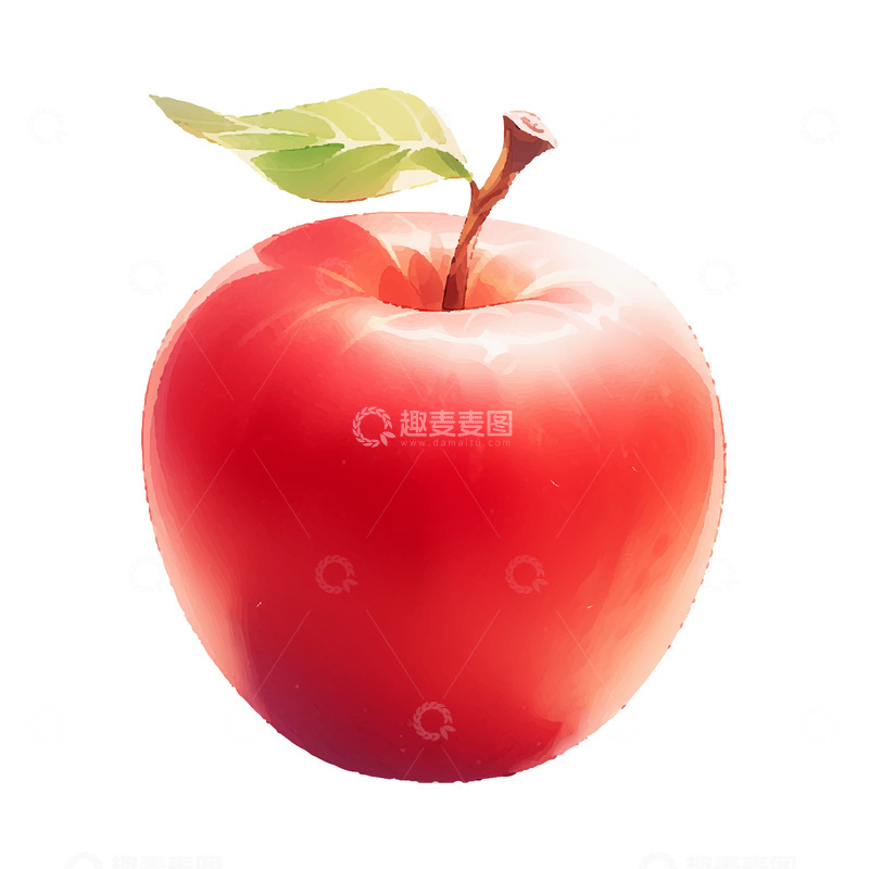 源文件下载【趣麦麦图】-彩绘临摹水果苹果蛇果果实绿叶