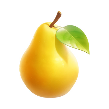 彩绘临摹水果香梨梨子果实绿叶