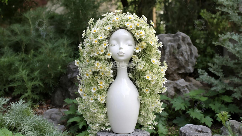 高清大图下载【趣麦麦图】少女花瓶装饰艺术