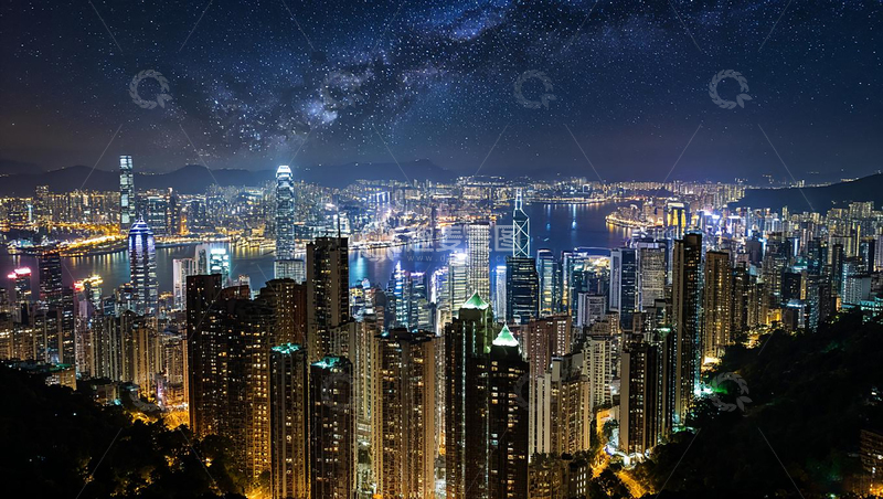 高清大图下载【趣麦麦图】滨水城市夜景背景