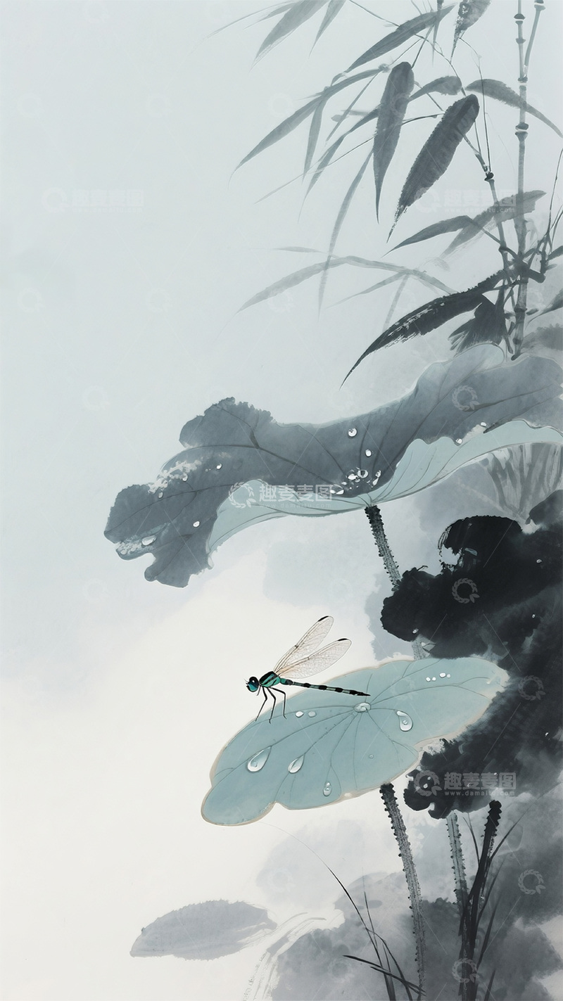 高清大图下载【趣麦麦图】荷花竹林夏日背景图12345678