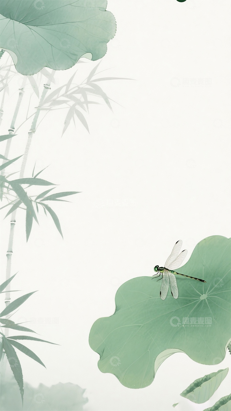 高清大图下载【趣麦麦图】荷花竹林夏日背景图1234