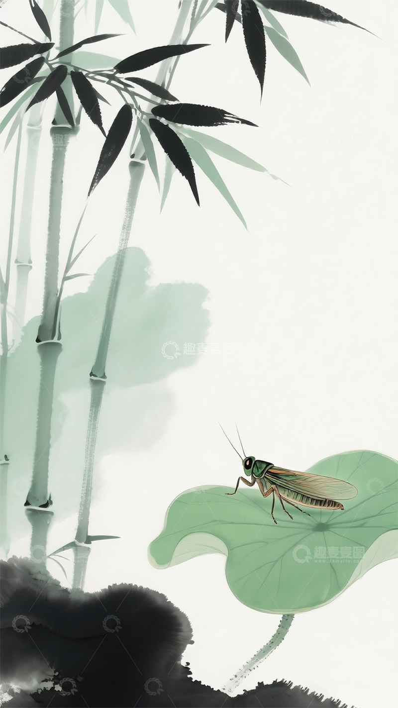 高清大图下载【趣麦麦图】荷花竹林夏日背景图12345