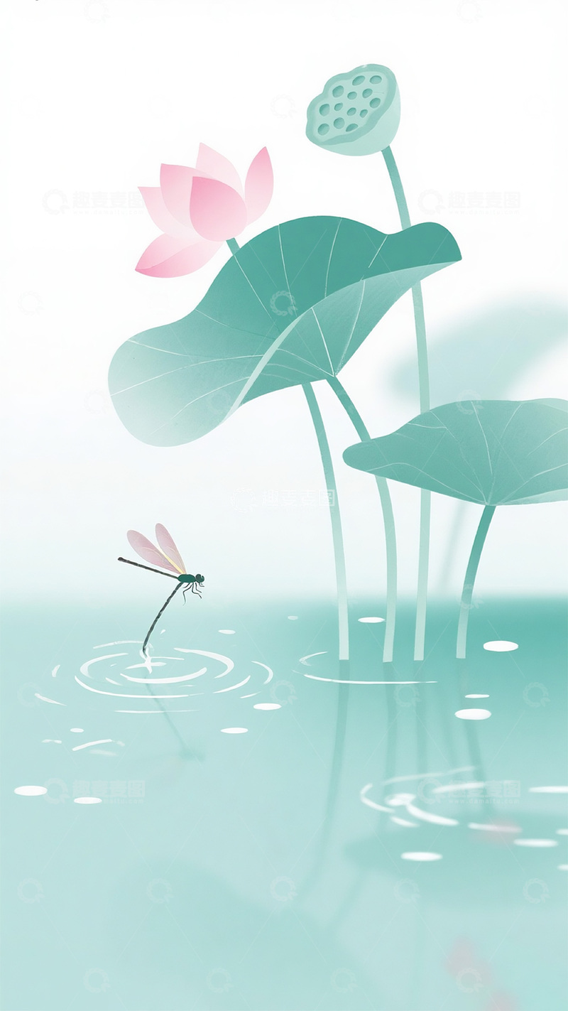 高清大图下载【趣麦麦图】荷花竹林夏日背景图12