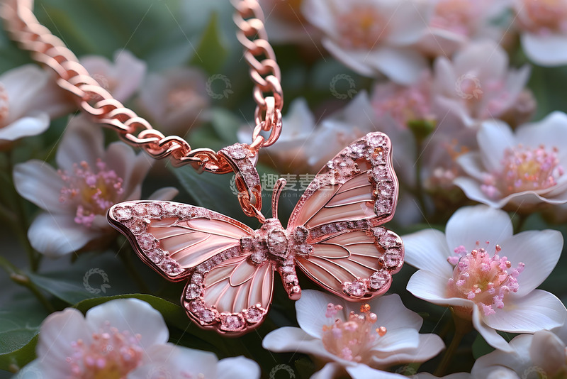 高清大图下载【趣麦麦图】蝴蝶双栖项链_4