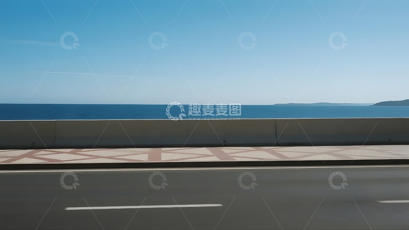 高清大图下载【趣麦麦图】公路临海，澄澈海天胜景