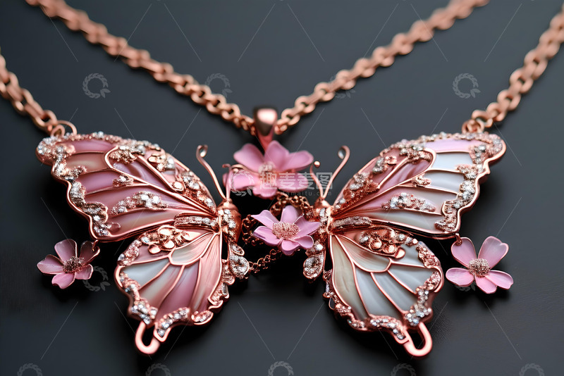 高清大图下载【趣麦麦图】蝴蝶双栖项链_1
