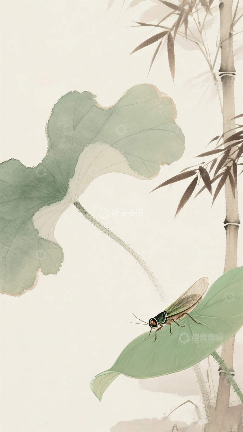 高清大图下载【趣麦麦图】荷花竹林夏日背景图123456