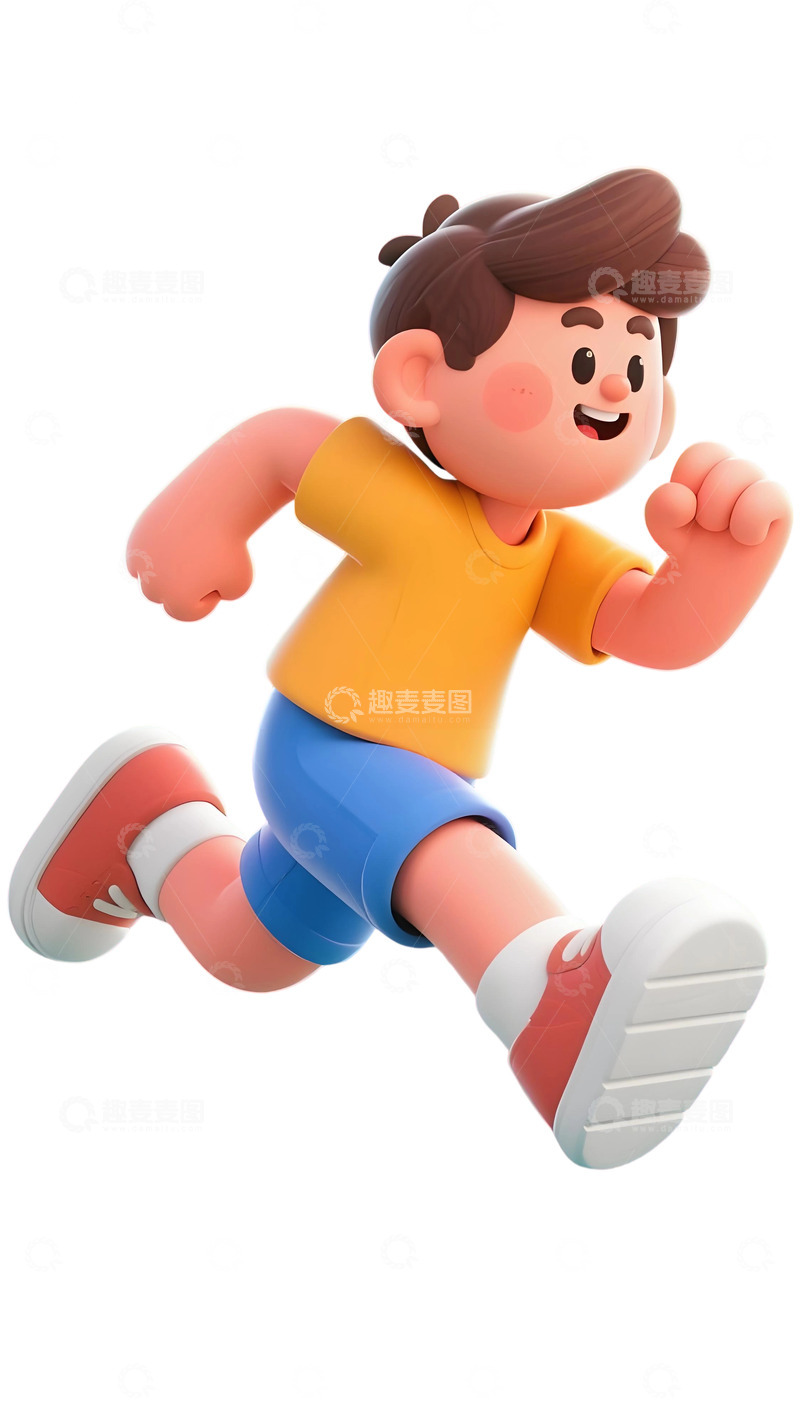 高清大图下载【趣麦麦图】活力运动风 3D 男孩插画1