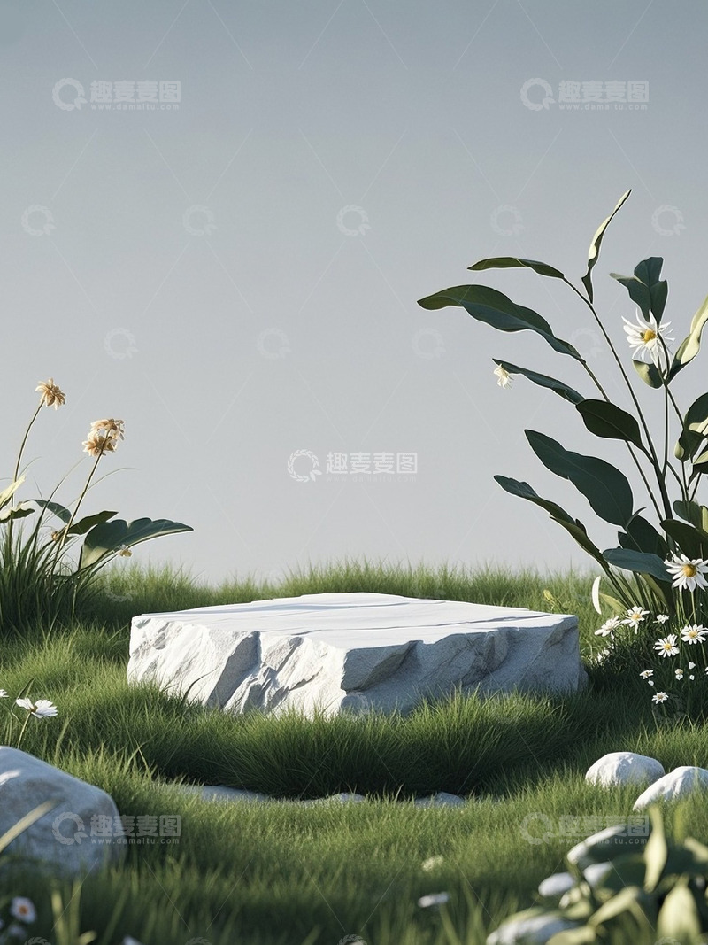 高清大图下载【趣麦麦图】自然景观建模风格商品详情背景1