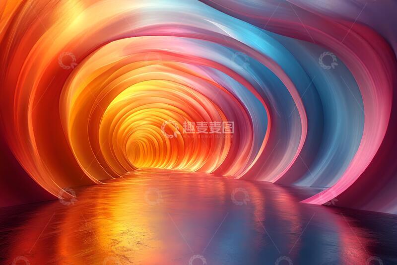 高清大图下载【趣麦麦图】充满活力的多色抽象背景与曲线_4