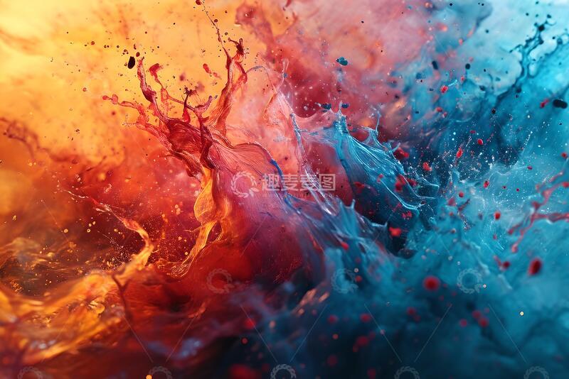 高清大图下载【趣麦麦图】充满活力的抽象水彩飞溅_2