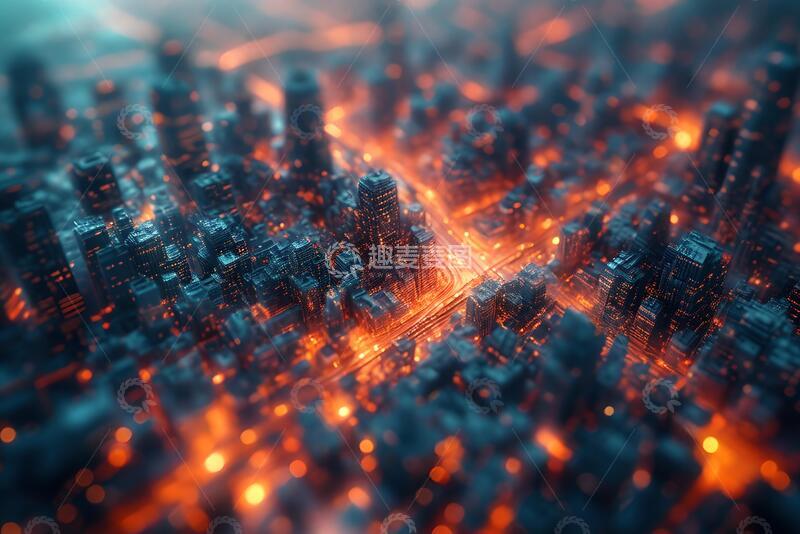 高清大图下载【趣麦麦图】城市3D抽象科技背景照片_4