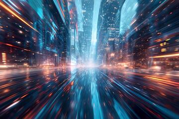 城市3D抽象科技背景照片_7