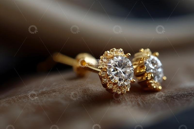 高清大图下载【趣麦麦图】黄金钻石耳钉_4