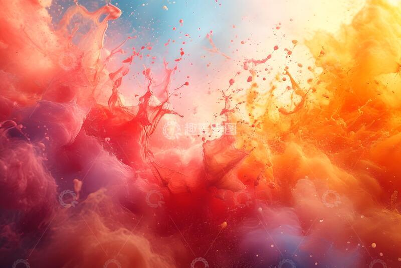 高清大图下载【趣麦麦图】充满活力的抽象水彩飞溅_8