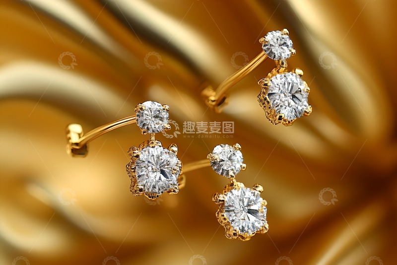 高清大图下载【趣麦麦图】黄金钻石耳钉_2