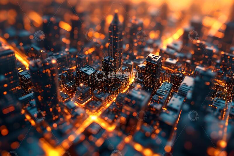 高清大图下载【趣麦麦图】城市3D抽象科技背景照片_1