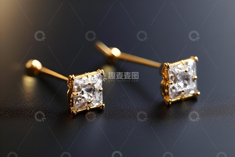 高清大图下载【趣麦麦图】黄金钻石耳钉_6