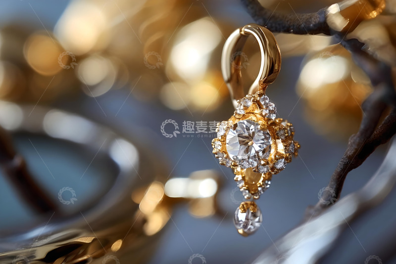 高清大图下载【趣麦麦图】-黄金钻石耳钉_5