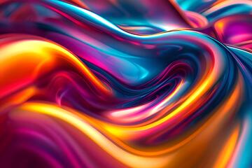 充满活力的多色抽象背景与曲线_7