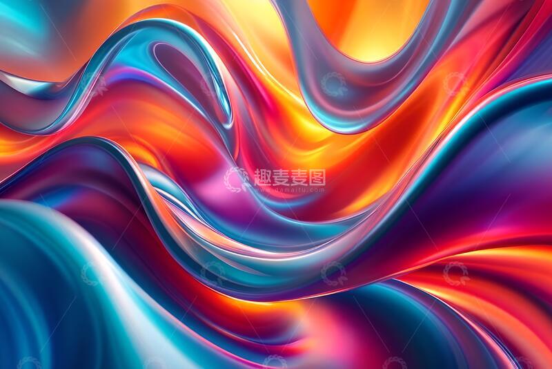 高清大图下载【趣麦麦图】充满活力的多色抽象背景与曲线_8