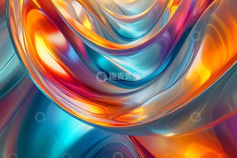 高清大图下载【趣麦麦图】充满活力的多色抽象背景与曲线_2
