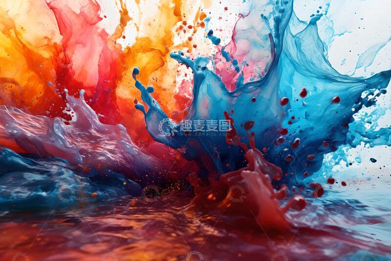 高清大图下载【趣麦麦图】充满活力的抽象水彩飞溅_5