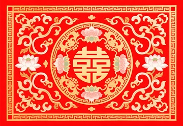 大红色喜庆地垫图案
