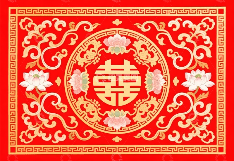 大红色喜庆地垫图案