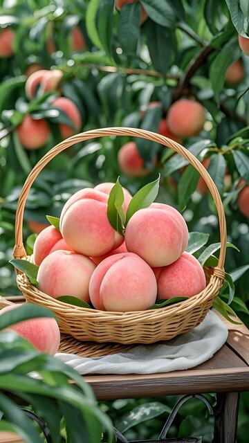 鲜嫩多汁水蜜桃篮特写7