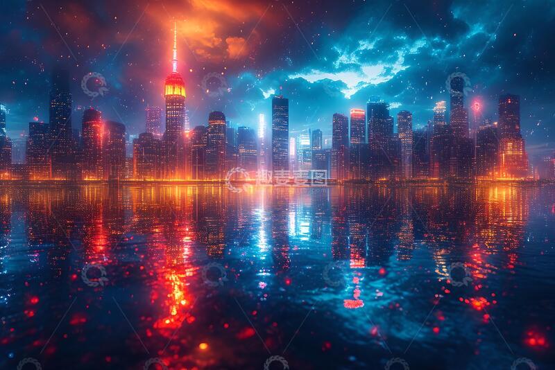 高清大图下载【趣麦麦图】城市背景画的城市天际线_2