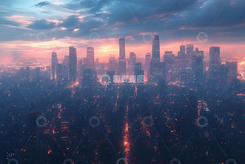 高清大图下载【趣麦麦图】城市背景画的城市天际线_6