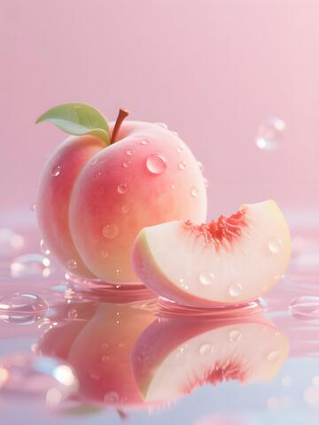 鲜嫩多汁水蜜桃篮特写