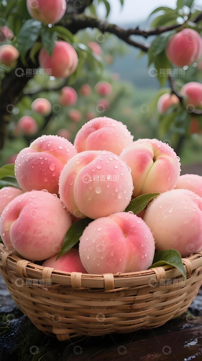 高清大图下载【趣麦麦图】鲜嫩多汁水蜜桃篮特写6
