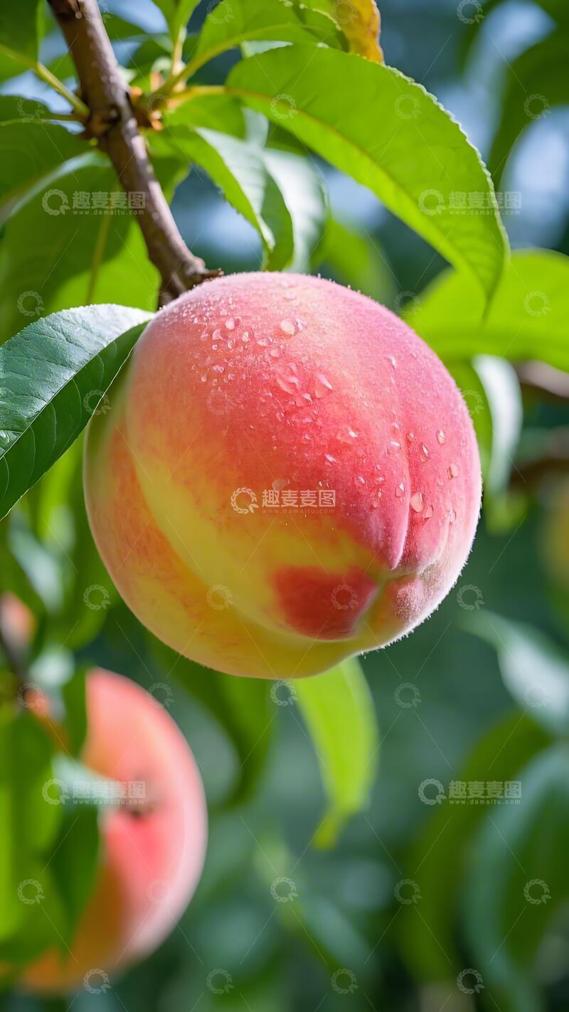 高清大图下载【趣麦麦图】鲜嫩多汁水蜜桃篮特写1