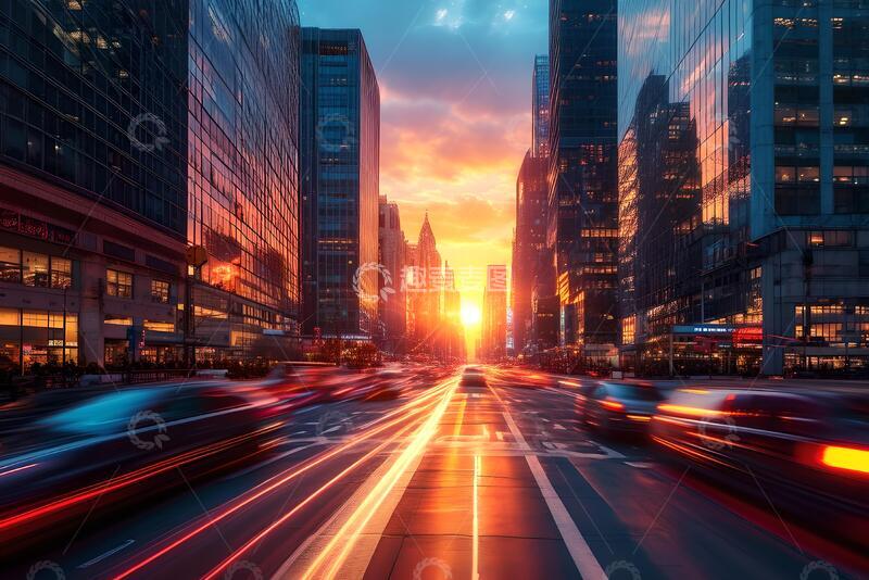 高清大图下载【趣麦麦图】城市道路广场日落_6