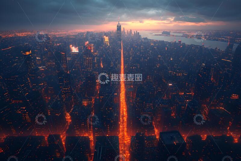 高清大图下载【趣麦麦图】城市背景画的城市天际线_7