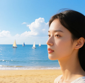 海边度假的女孩