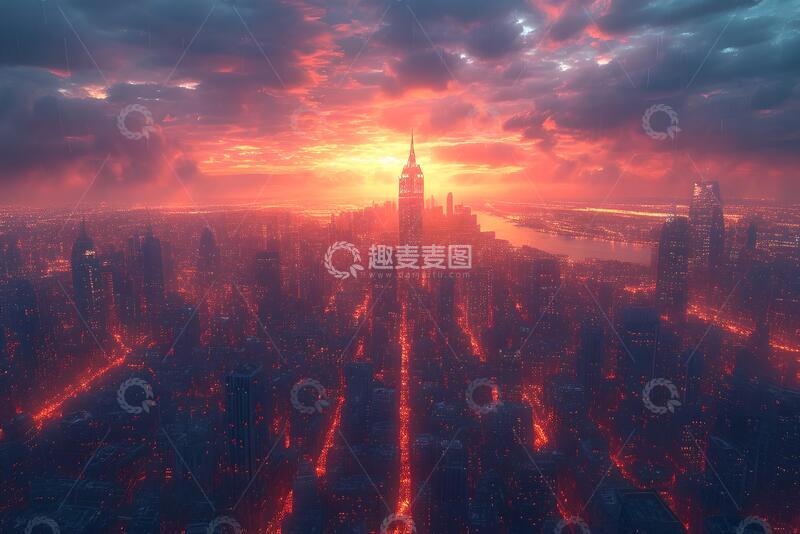 高清大图下载【趣麦麦图】城市背景画的城市天际线_5