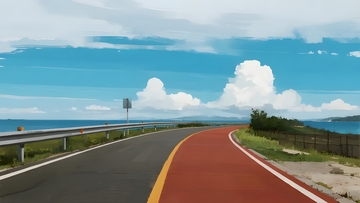 公路彩虹线，海滨美景中