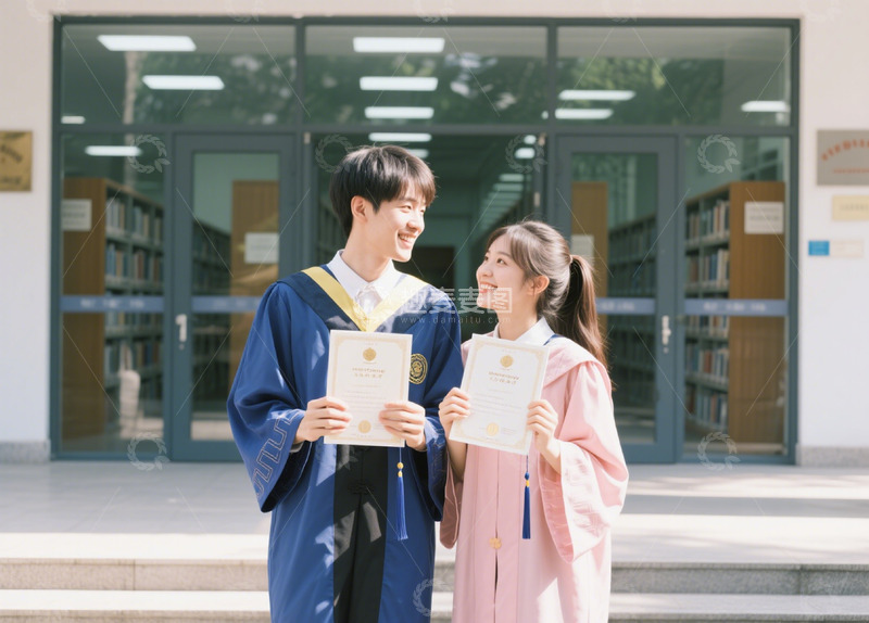 高清大图下载【趣麦麦图】情侣毕业校园合照