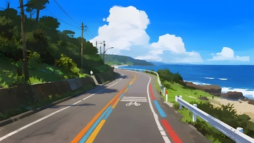 彩虹公路，临海风景如画