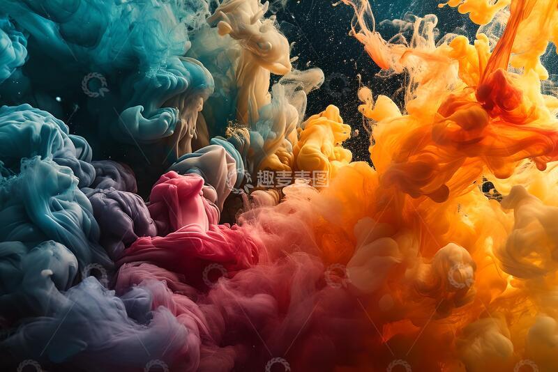 高清大图下载【趣麦麦图】彩色墨水在水中旋转。_8