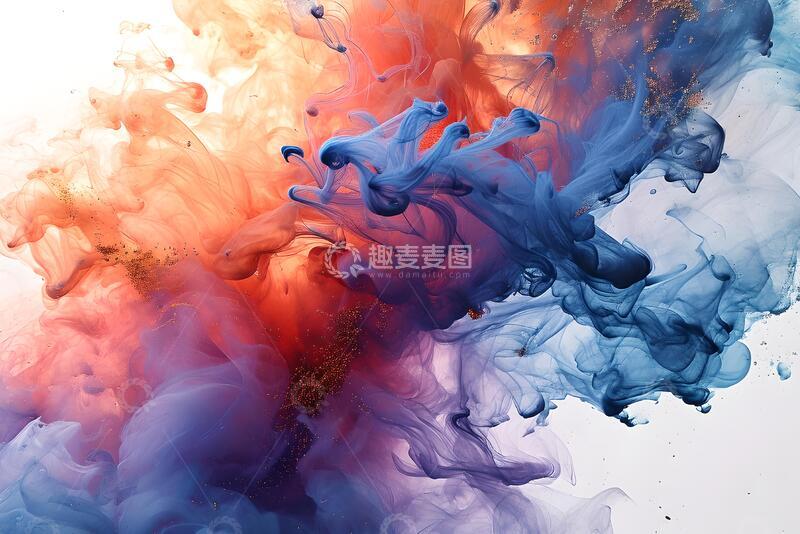 高清大图下载【趣麦麦图】彩色墨水勾勒出白色的背景_5